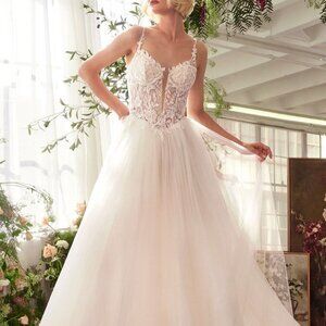 Off white wedding dress,bridal gown floral lace applique